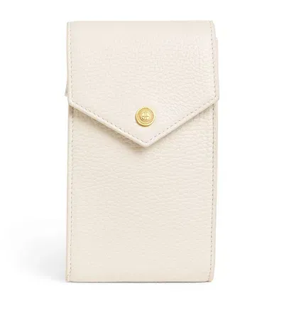 Harrods Leather Phone Pouch In Beige