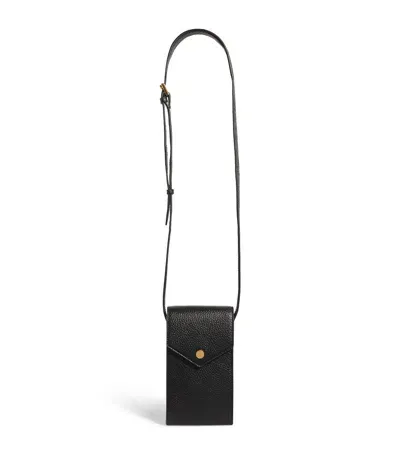 Harrods Leather Phone Pouch In Black