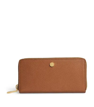 Harrods Pebbled Leather Wallet In Beige