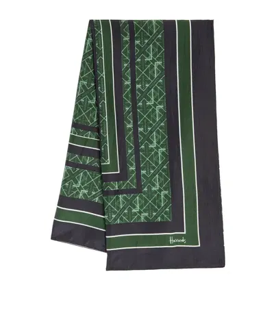 Harrods Silk Shoreditch Scarf In Green