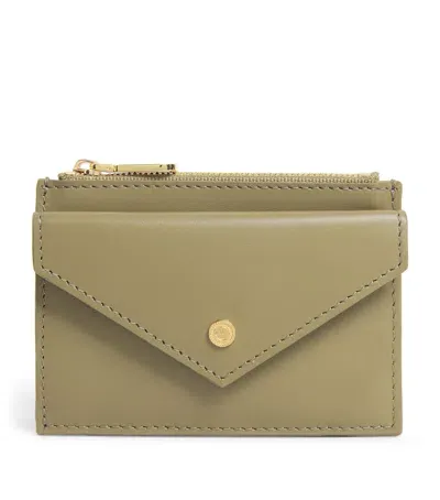 Harrods Smooth Leather Card Holder In Green