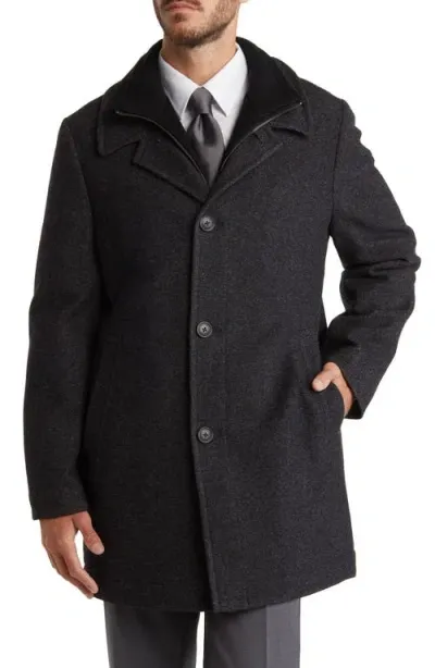 Hart Schaffner Marx Macbeth Wool Blend Single Breasted Coat In Charcoal Pindot