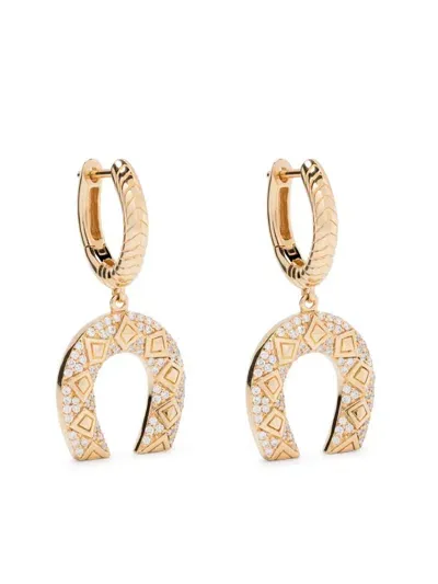 Harwell Godfrey 18kt Yellow Gold Horseshoe Diamond Drop Earrings