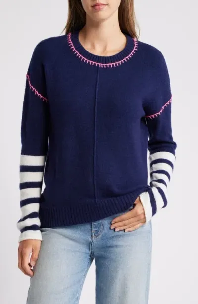 Hatley Avery Blanket Stitch Sweater In Blue