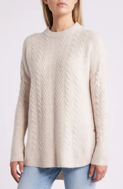 Hatley Cable Stitch Long Sleeve High-low Sweater Tunic In Cream