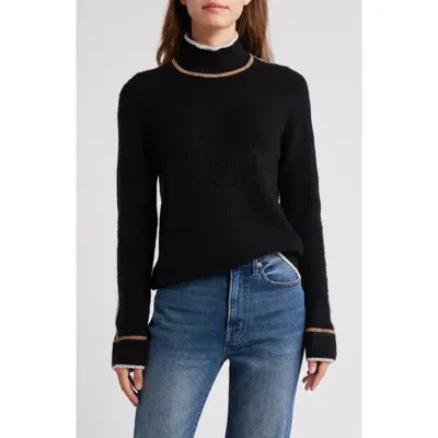 Hatley Contrast Trim Mock Neck Sweater In Black