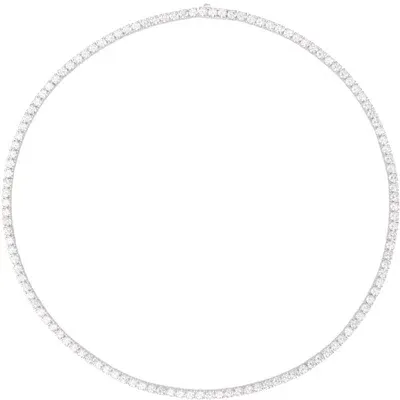 Hatton Labs Silver Classic Tennis Necklace In Silver/white