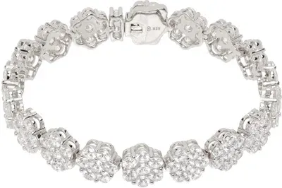 Hatton Labs Silver Daisy Tennis Bracelet In Silver/white