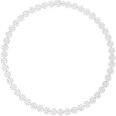 Hatton Labs Silver Daisy Tennis Chain Necklace In Silver/white