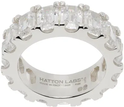 Hatton Labs Silver Step Cut Eternity Ring In Silver/white