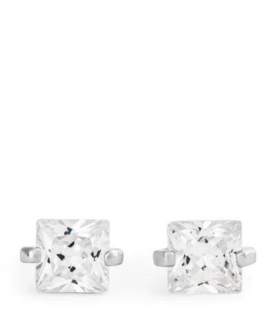 Hatton Labs Sterling Silver And Cubic Zirconia Stud Earrings In White