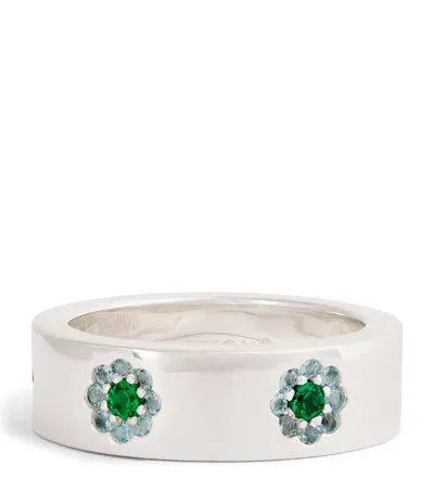 Hatton Labs Sterling Silver Daisy Ring In Blue