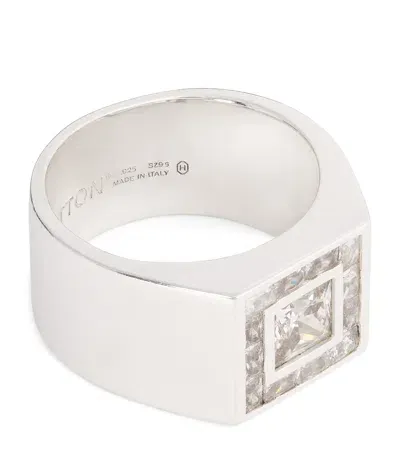 Hatton Labs Sterling Silver Square Ring In White