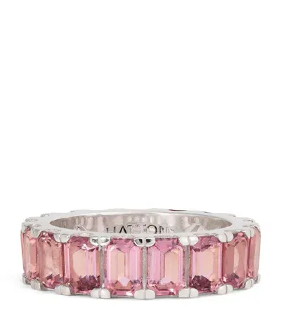 Hatton Labs Sterling Silver Wraparound Baguette Ring In Pink