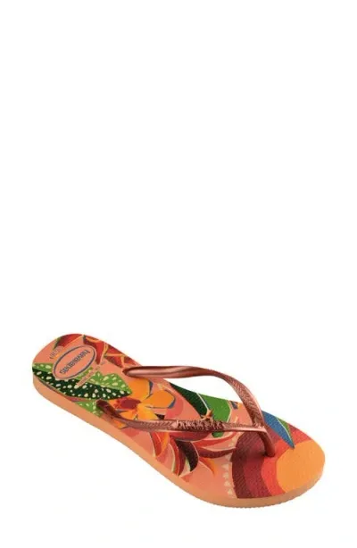 Havaianas 'slim Tropical' Flip Flop In Peach