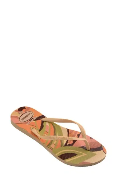 Havaianas Slim Water Resistant Flip Flop In Rose Gold