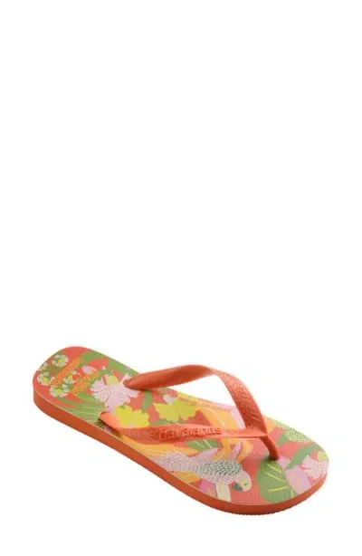 Havaianas X Farm Rio Flip Flop In Sunset Orange