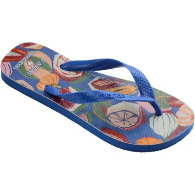 Havaianas X Farm Rio Fruit Flip Flop In Blue Star