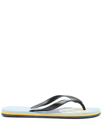 Havaianas X Maison Kitsuné Logo-embossed Flip Flops In Blue