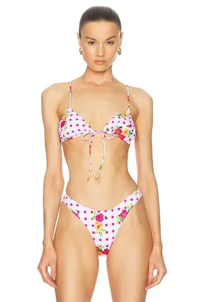 Heavy Manners Triangle Front Tie Bikini Top In Minetta Street