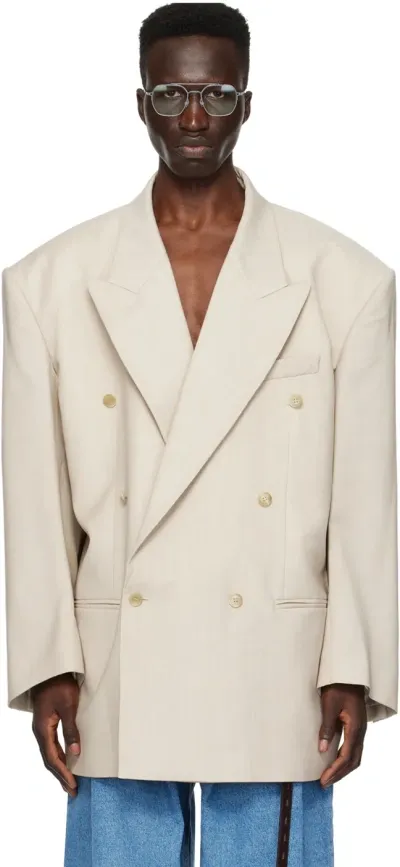 Hed Mayner Beige Peaked Lapel Blazer In 260-medium Beige