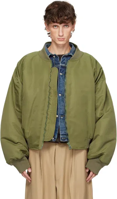 Hed Mayner Khaki Nylon Bomber Jacket In Hz076b-300