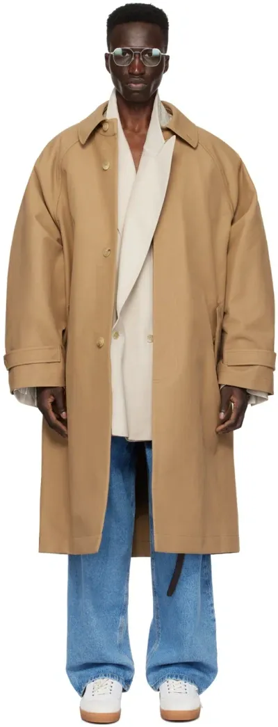 Hed Mayner Tan Raglan Coat In 260-medium Beige