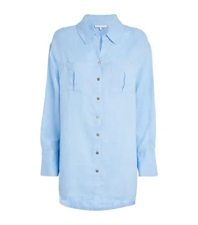 Heidi Klein Linen Hydra Beach Shirt In Blue