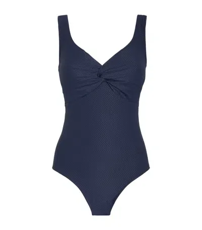 Heidi Klein Twist-front Swimsuit In Navy