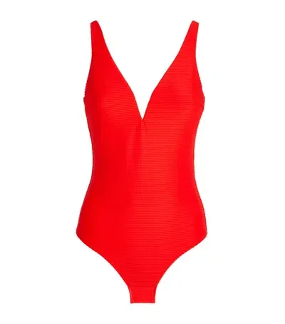 Heidi Klein Vicenza V-cut Swimsuit In Red