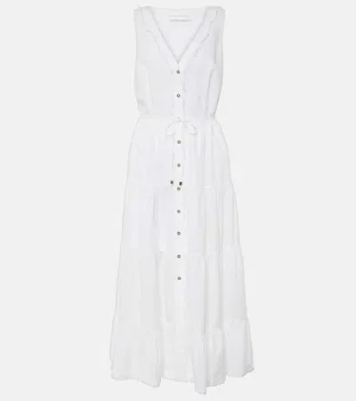 Heidi Klein White Bay Linen Midi Dress