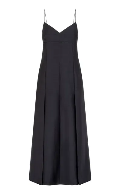 Heirlome Alyona Wool-silk Maxi Slip Dress In Black