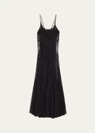 Heirlome Eugenia Long Lace Paneled Gown In Black