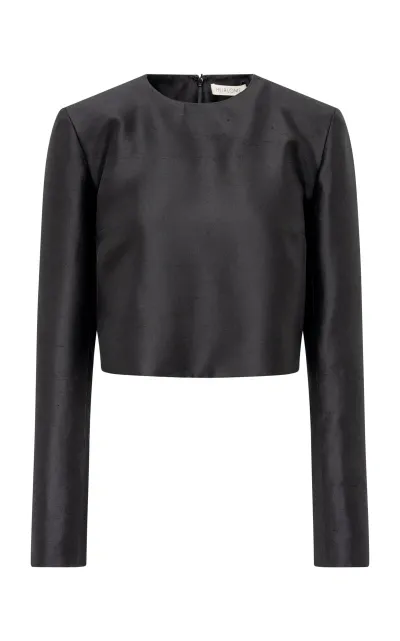 Heirlome Francesca Silk Crop Top In Black