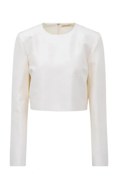 Heirlome Francesca Silk Crop Top In Ivory