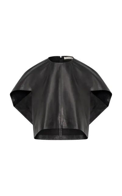 Heirlome Iris Leather Top In Black