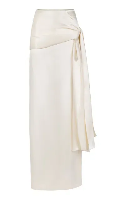 Heirlome Mila Draped Silk Maxi Skirt In Off-white