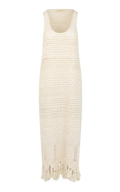 Heirlome Ophelia Crocheted Silk Maxi Dress In Ivory