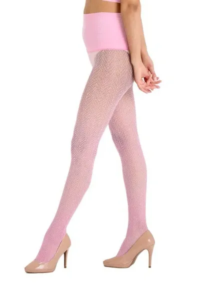 Heist Herringbone Net Tights In Sherbert