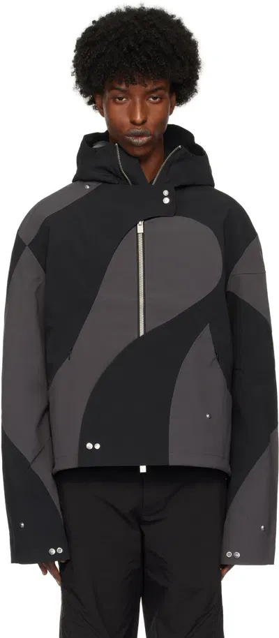 Heliot Emil Black & Gray Trident Technical Jacket In Grey/black