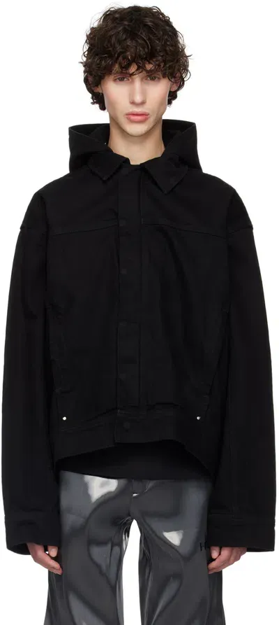 Heliot Emil Black Hooded Denim Jacket