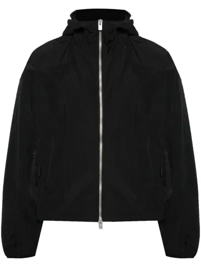 Heliot Emil Hooded Lightweight Windbreaker In Black