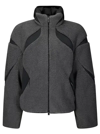 Heliot Emil Custos Fleece Jacket In Grey With Black