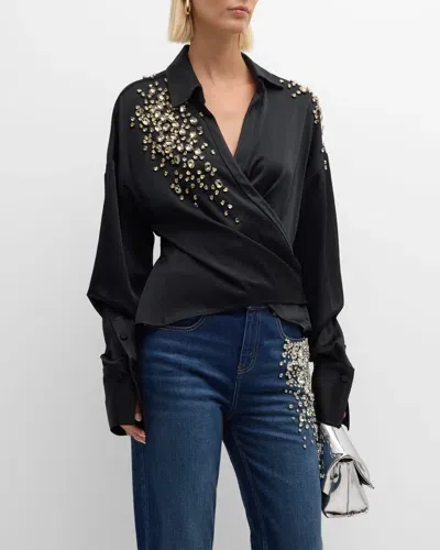 Hellessy Astral Crystal Wrap Shirt In Black