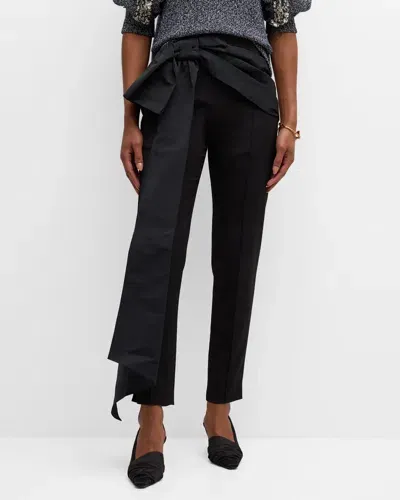 Hellessy Bowie Straight-leg Ankle Bow Pants In Black