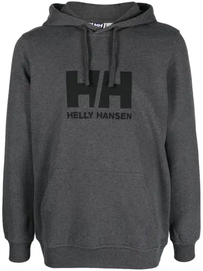 Helly Hansen Logo-print Organic-cotton Hoodie In Grey