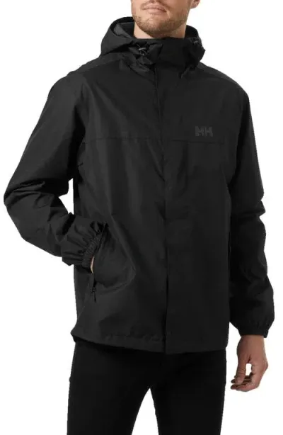 Helly Hansen Vancouver Hooded Rain Jacket In 990 Black