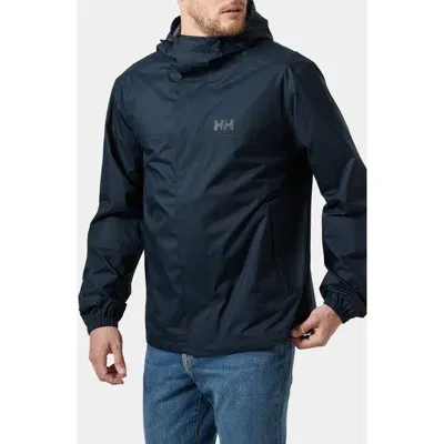 Helly Hansen Vancouver Waterproof Hooded Rain Jacket In 597 Navy