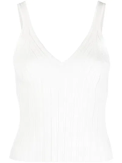 Helmut Lang Angela V-neck Knitted Top In Weiss