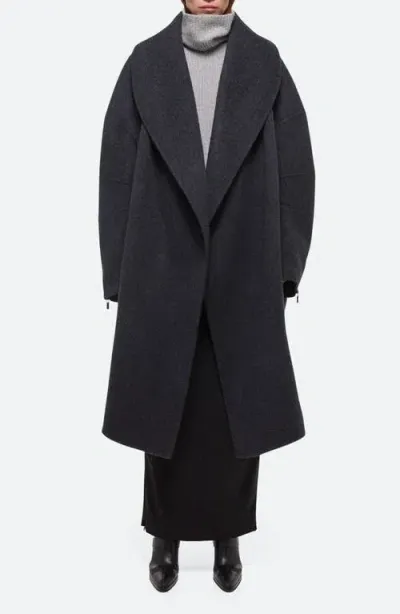 Helmut Lang Apex Oversize Recycled Wool Cocoon Coat In Dark Charcoal